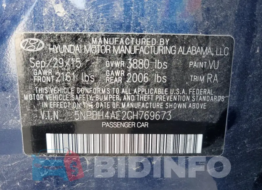 5NPDH4AE2GH769673 Photo# 13