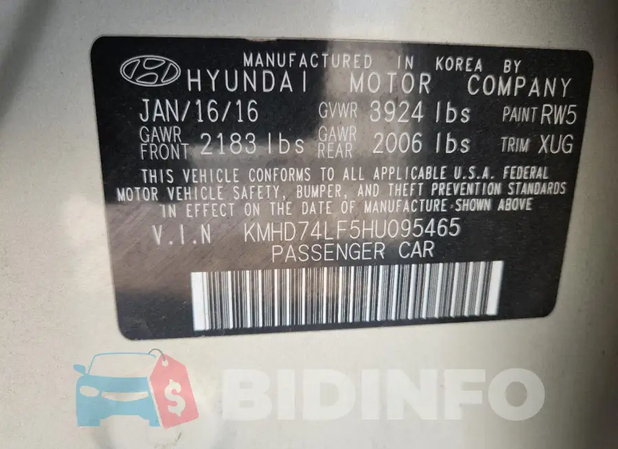 KMHD74LF5HU095465 Photo# 12