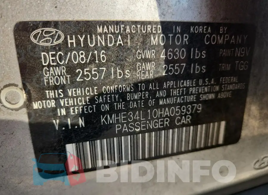 KMHE34L10HA059379 Photo# 12