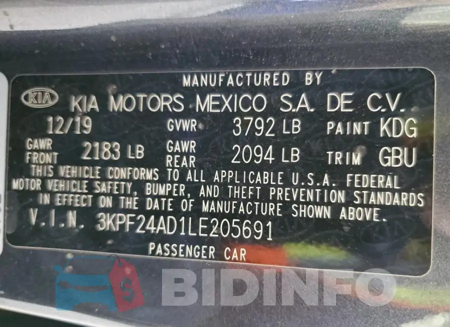 3KPF24AD1LE205691 Photo# 12