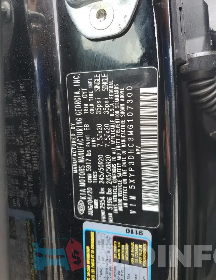 5XYP3DHC3MG107300 Photo# 13
