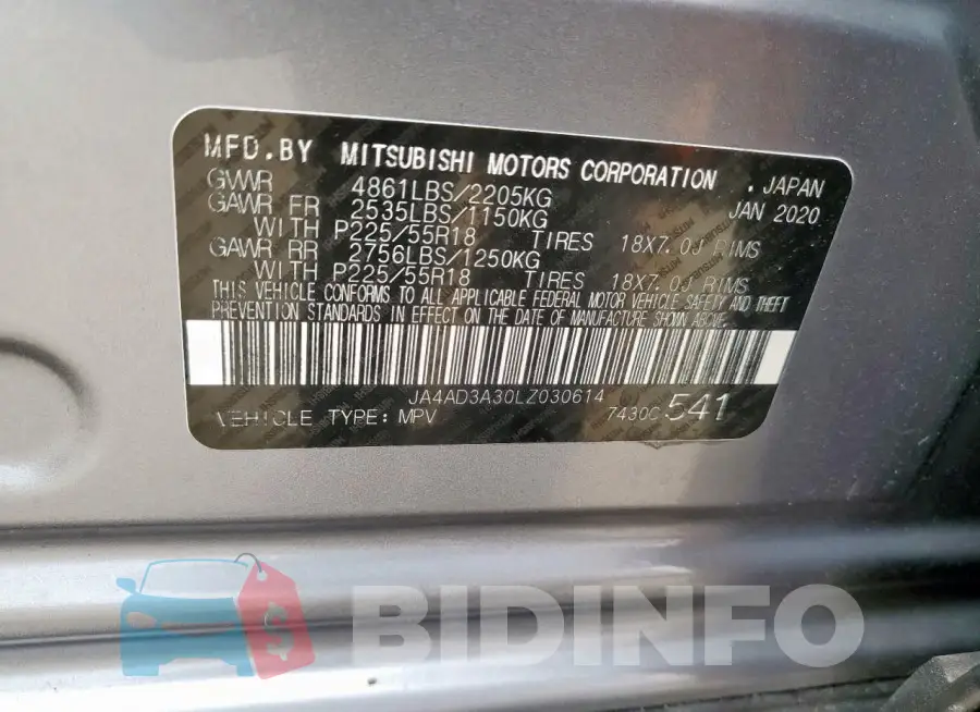 JA4AD3A30LZ030614 Photo# 14