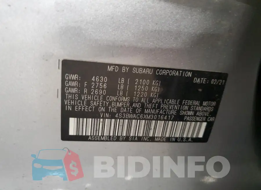 4S3BWAC6XM3016417 Photo# 12