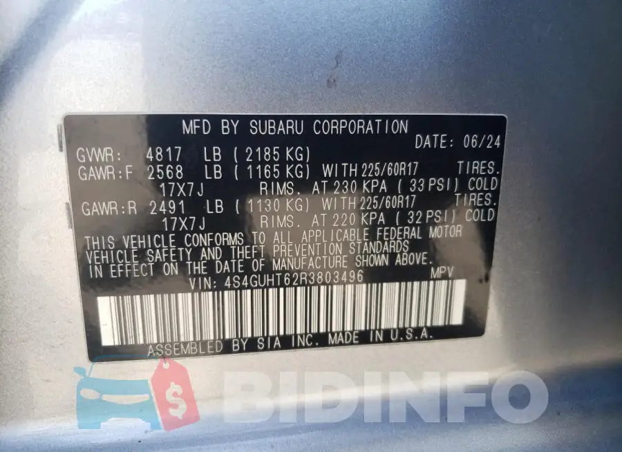 4S4GUHT62R3803496 Photo# 12