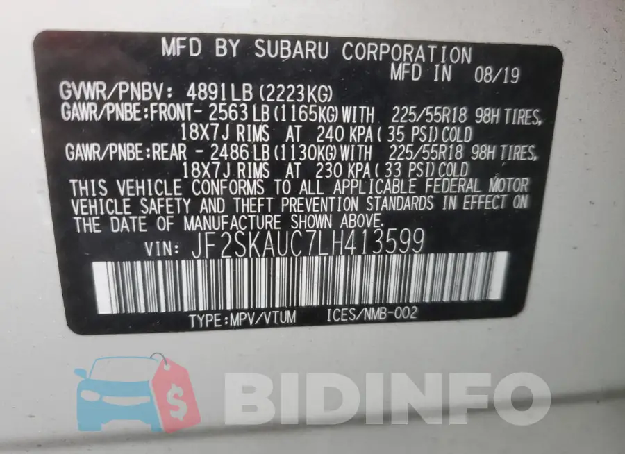 JF2SKAUC7LH413599 Photo# 13