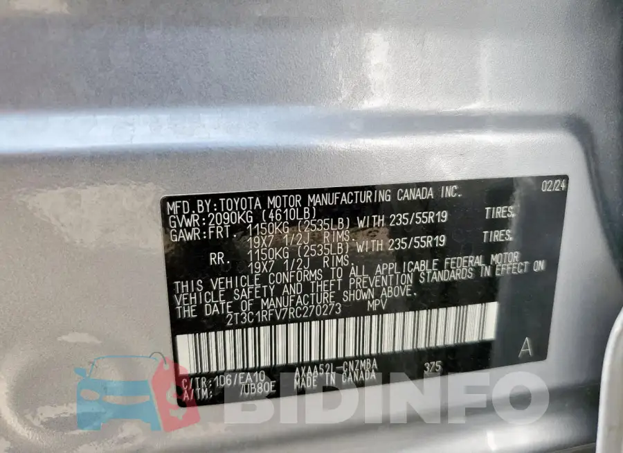 2T3C1RFV7RC270273 Photo# 12