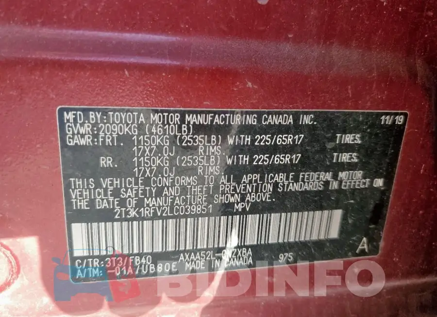 2T3K1RFV2LC039851 Photo# 13