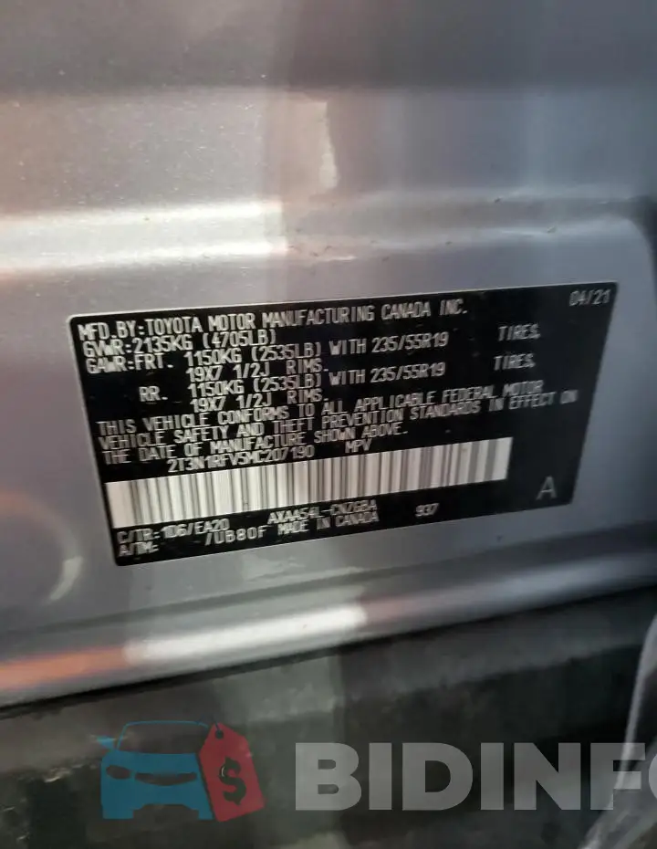 2T3N1RFV5MC207190 Photo# 13