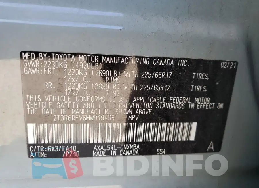 2T3R6RFV6MW019408 Photo# 13