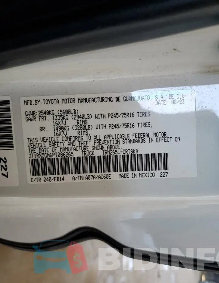 3TYRX5GN6PT086265 Photo# 12