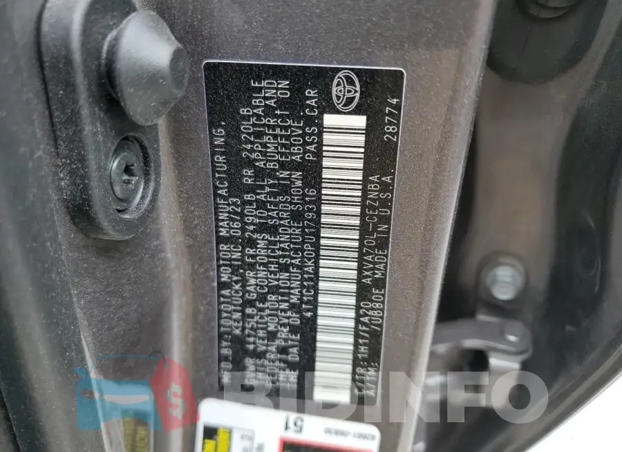 4T1C11AK0PU179316 Photo# 13