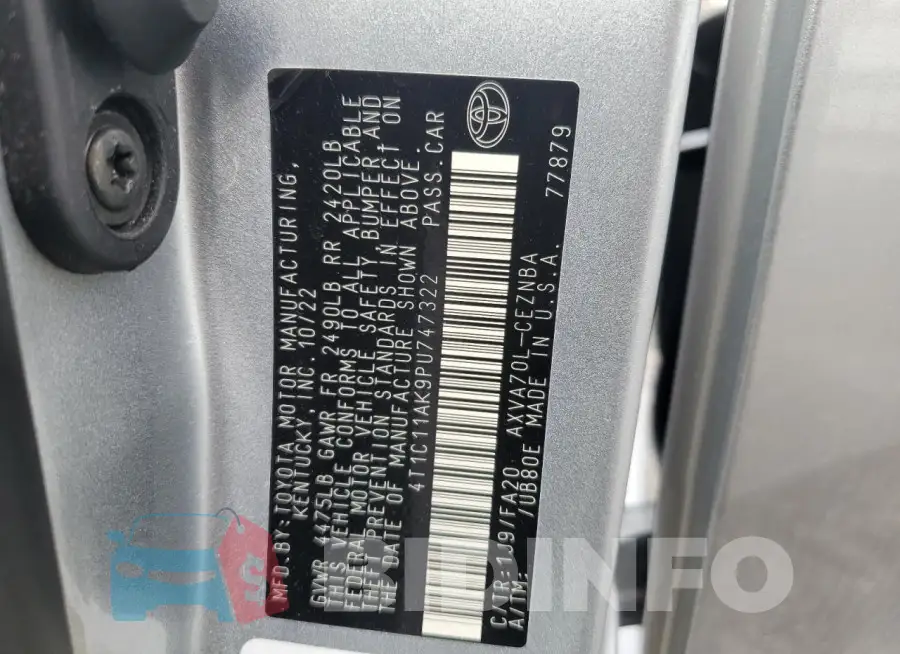 4T1C11AK9PU747322 Photo# 12