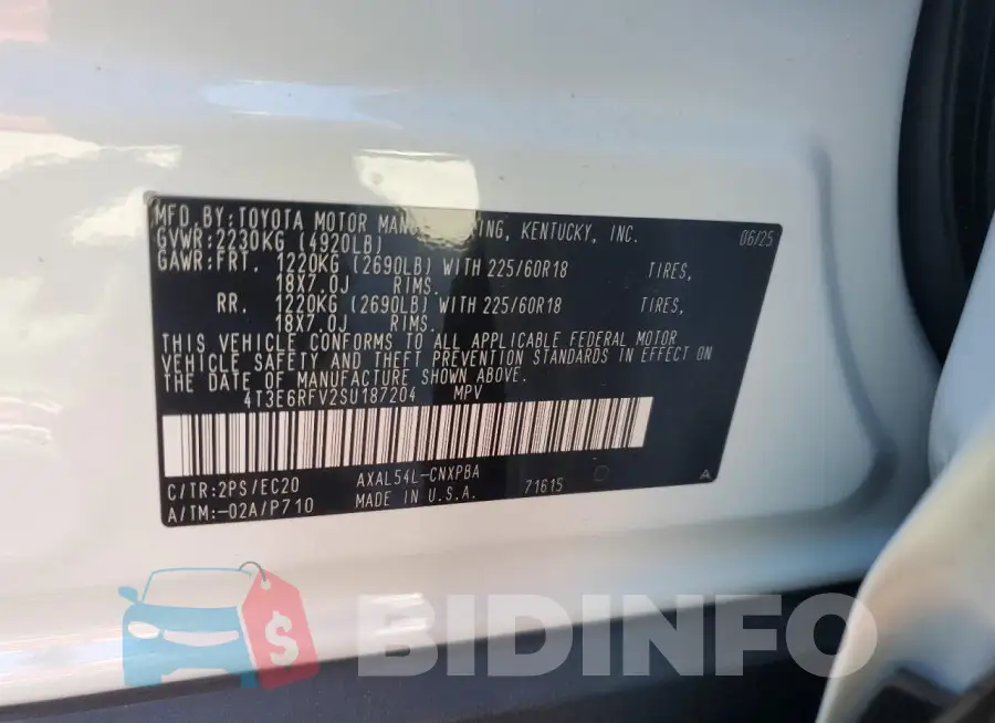 4T3E6RFV2SU187204 Photo# 13
