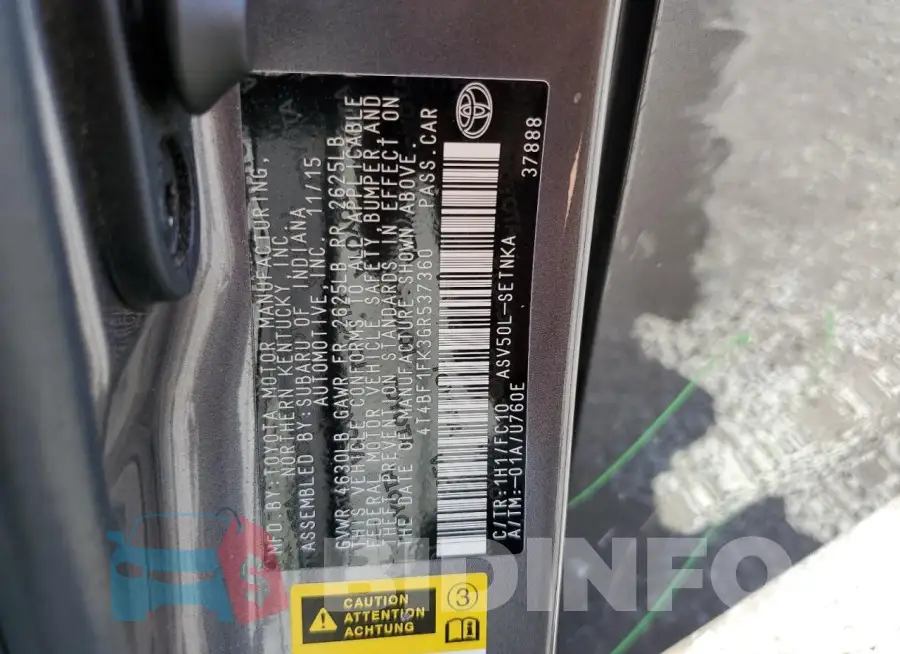4T4BF1FK3GR537360 Photo# 12