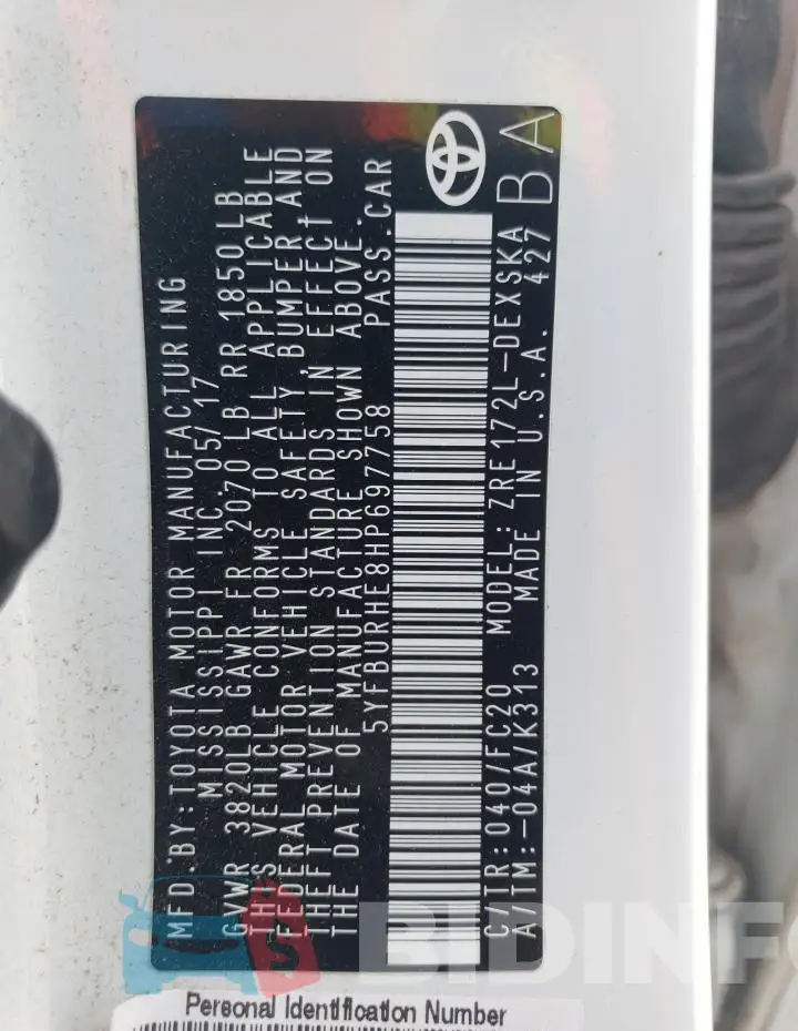 5YFBURHE8HP697758 Photo# 12