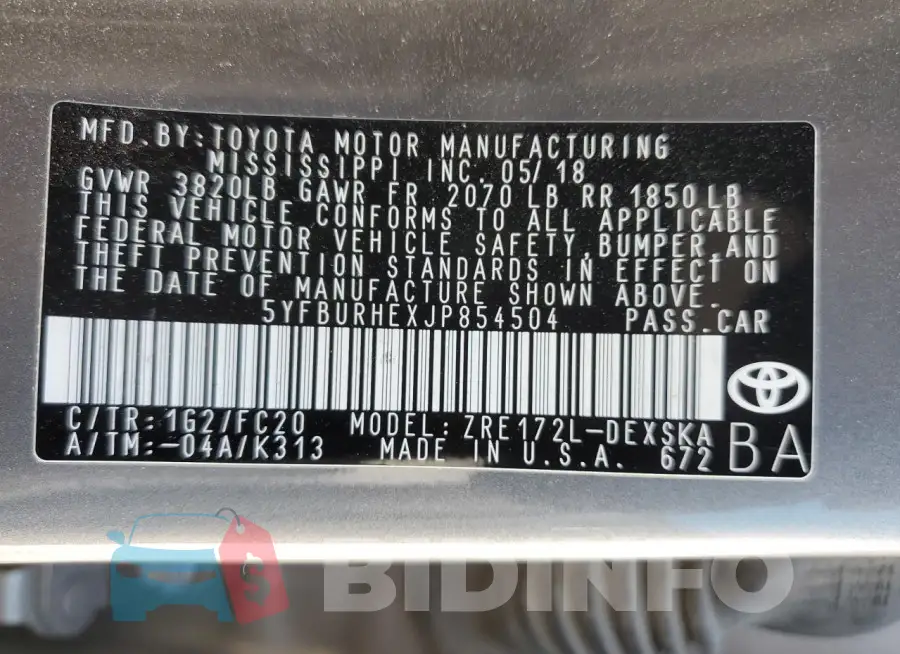 5YFBURHEXJP854504 Photo# 13