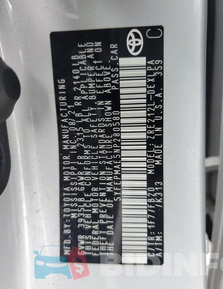 5YFEPMAE5NP280580 Photo# 13
