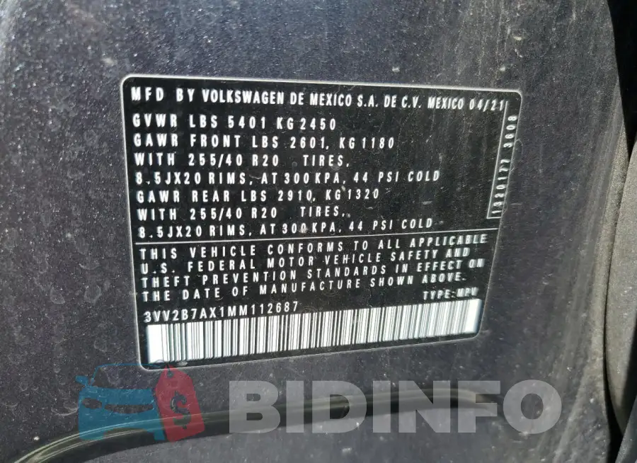 3VV2B7AX1MM112687 Photo# 13