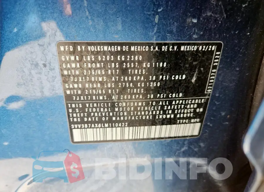 3VV3B7AX6LM110422 Photo# 13