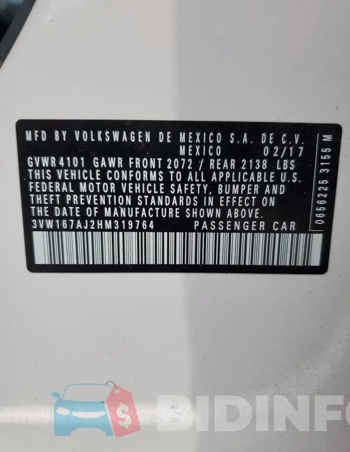 3VW167AJ2HM319764 Photo# 13