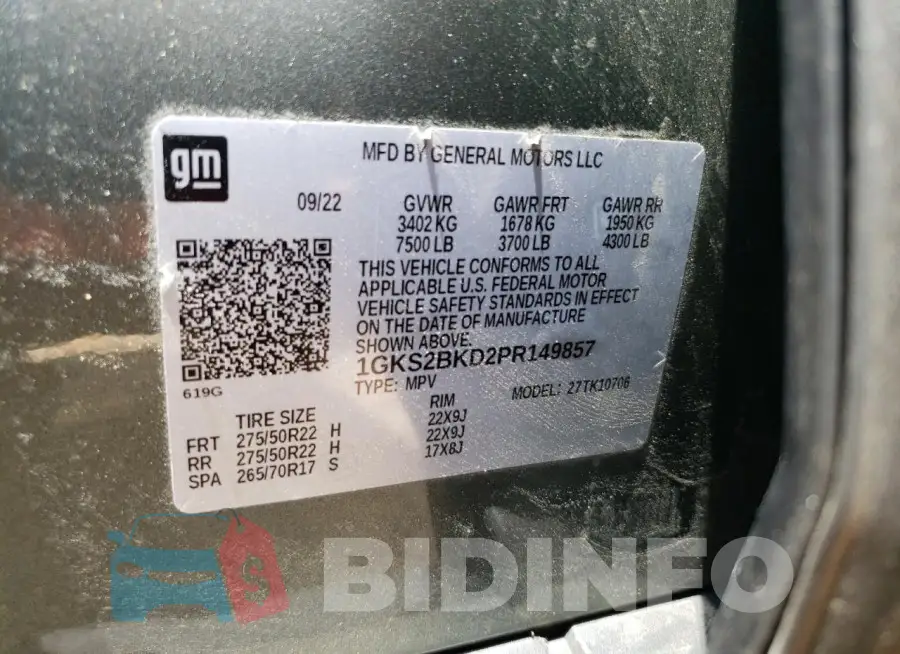 1GKS2BKD2PR149857 Photo# 14