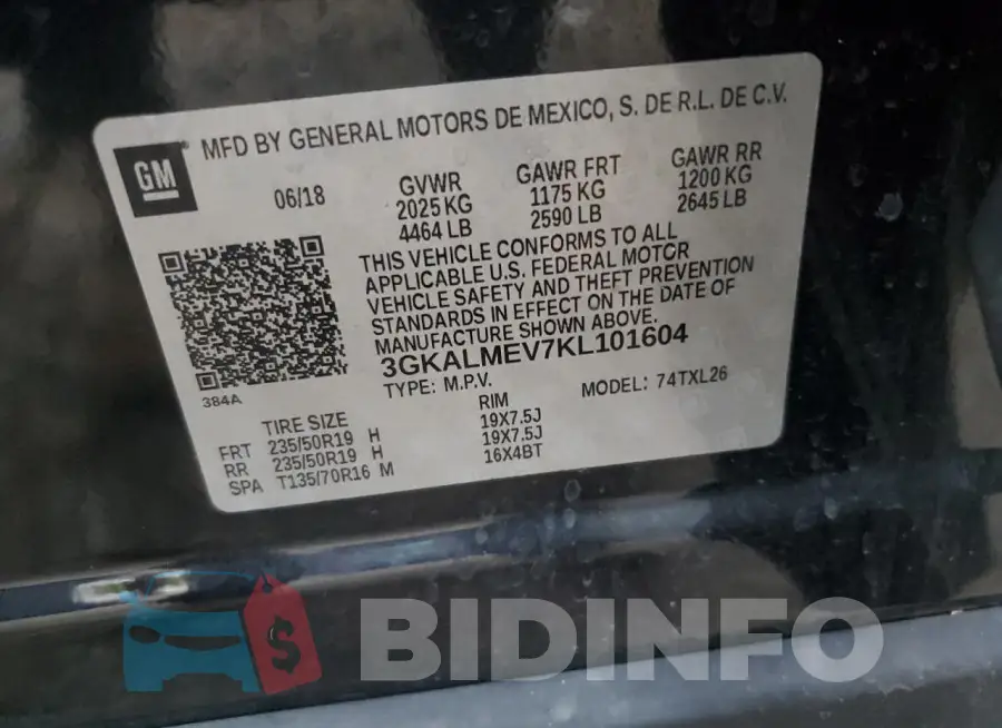 3GKALMEV7KL101604 Photo# 12