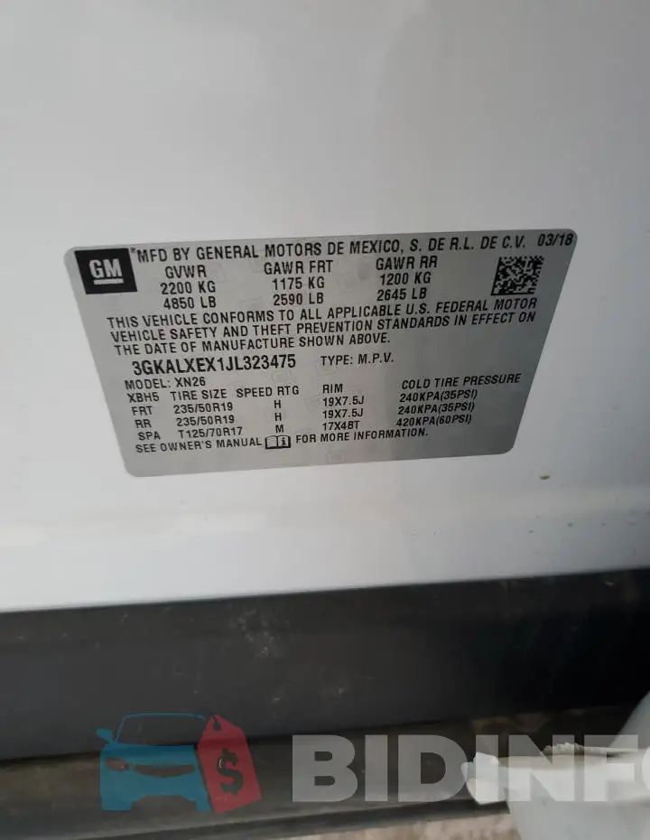 3GKALXEX1JL323475 Photo# 13