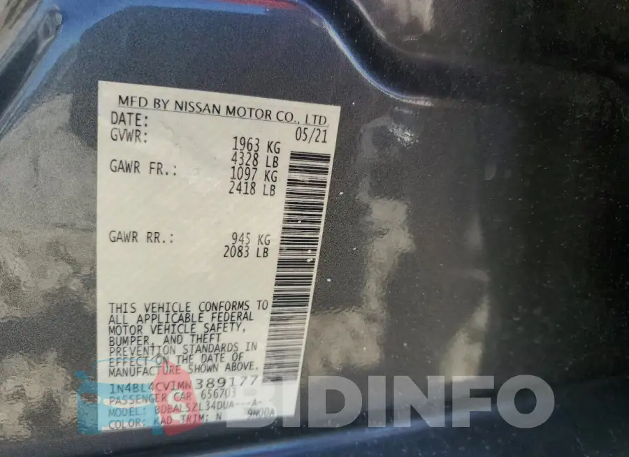1N4BL4CV1MN389177 Photo# 13