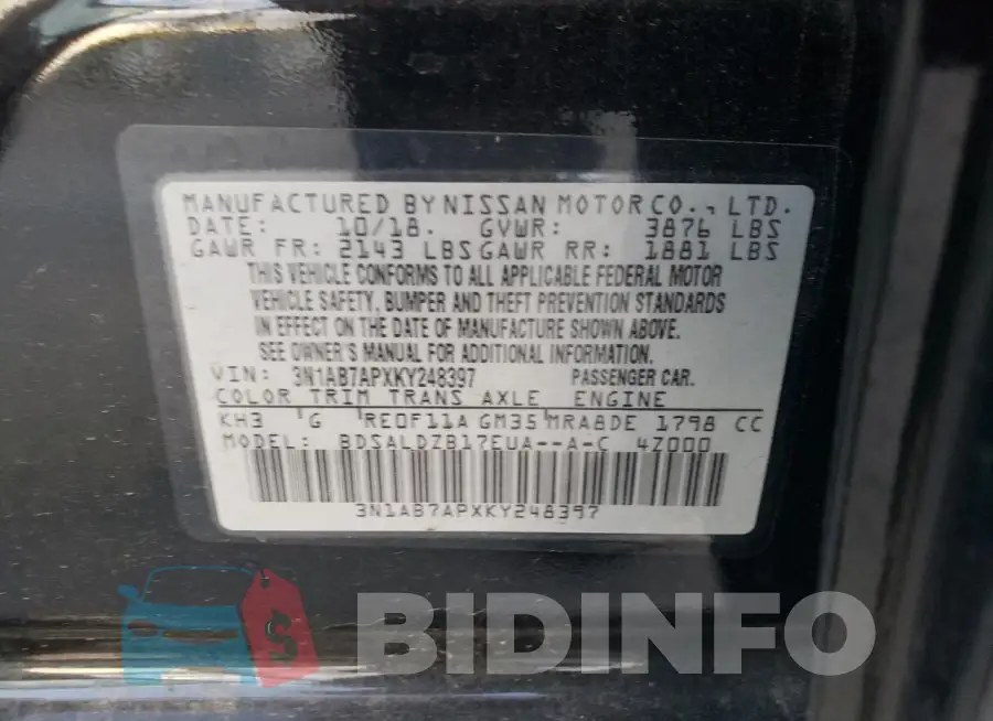 3N1AB7APXKY248397 Photo# 12