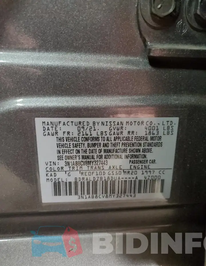 3N1AB8CV8MY327443 Photo# 12