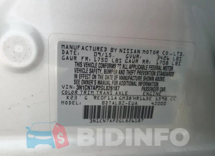 3N1CN7AP2GL826187 Photo# 13