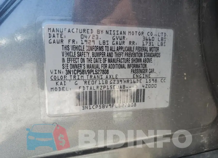 3N1CP5BV9PL527808 Photo# 12
