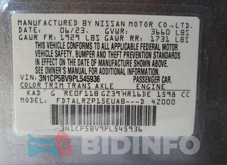 3N1CP5BV9PL545936 Photo# 12