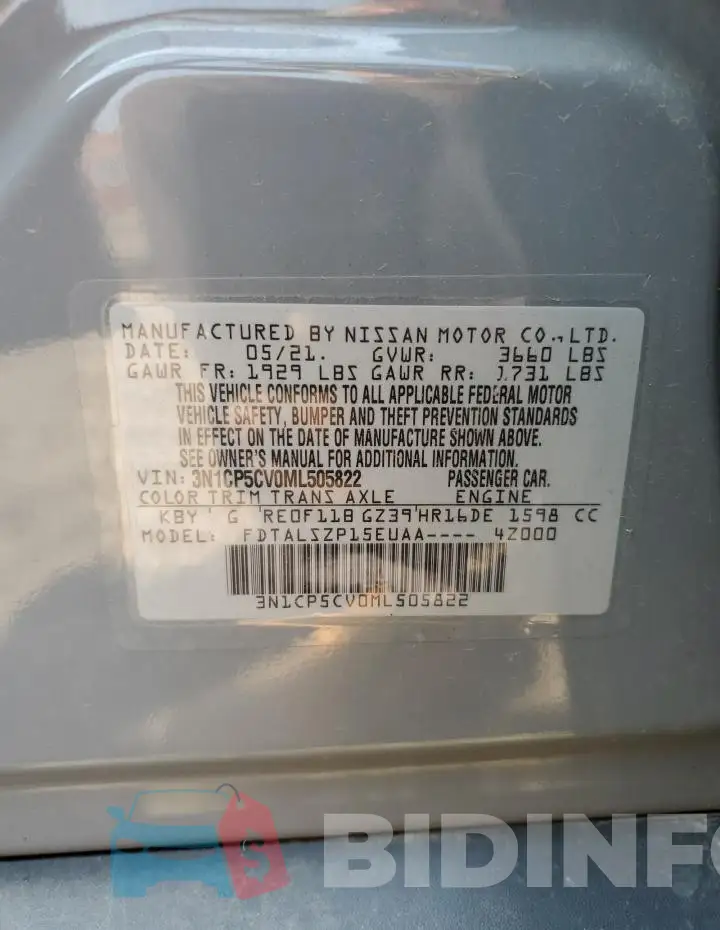 3N1CP5CV0ML505822 Photo# 12