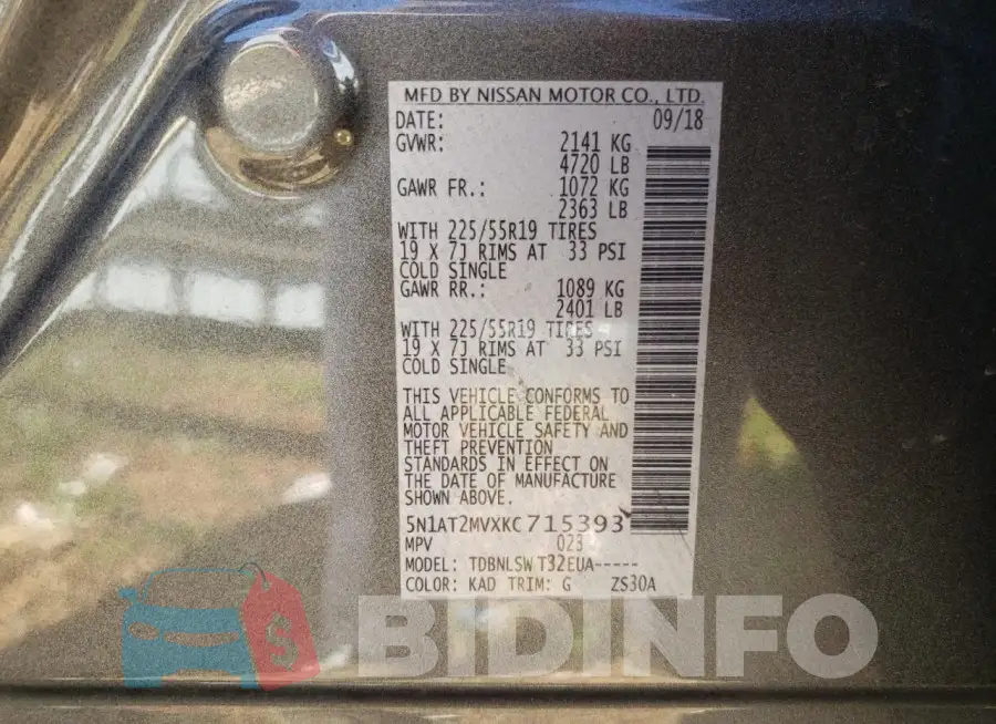5N1AT2MVXKC715393 Photo# 13