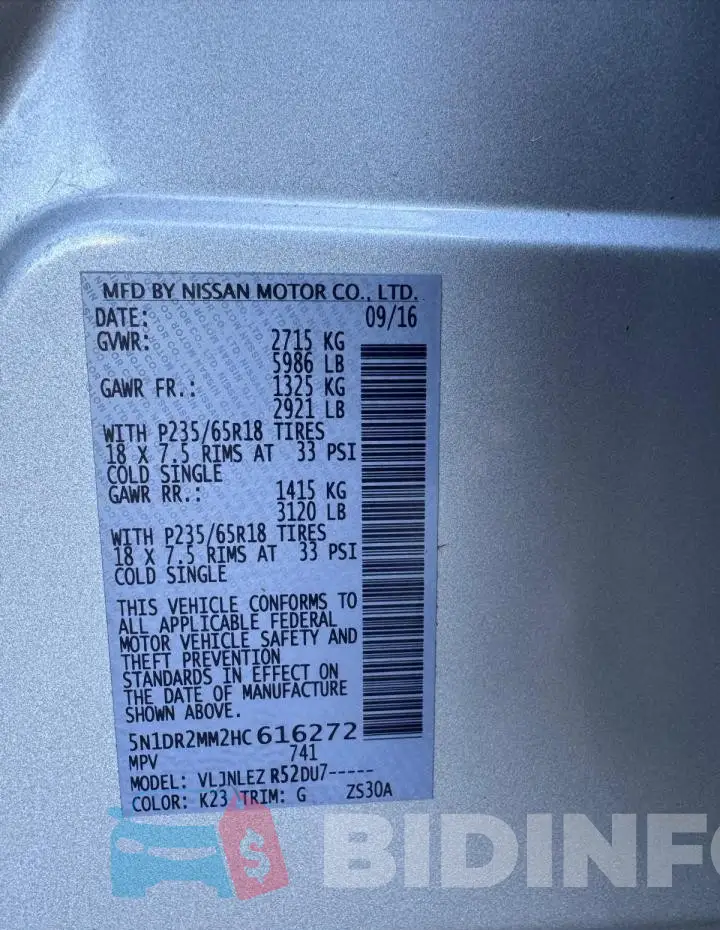 5N1DR2MM2HC616272 Photo# 13