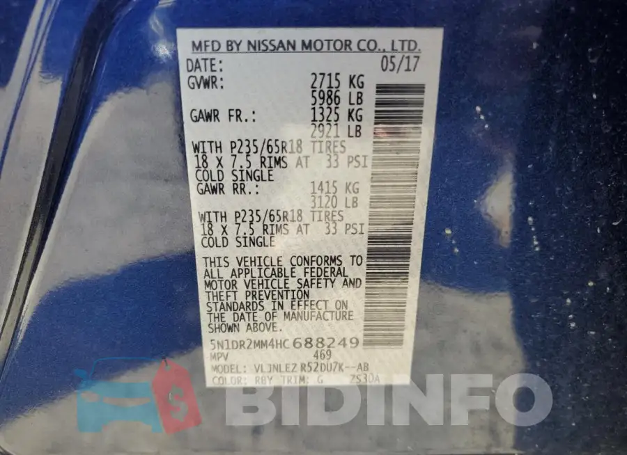 5N1DR2MM4HC688249 Photo# 13