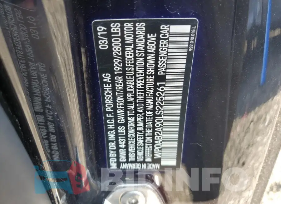 WP0AB2A90LS225261 Photo# 12