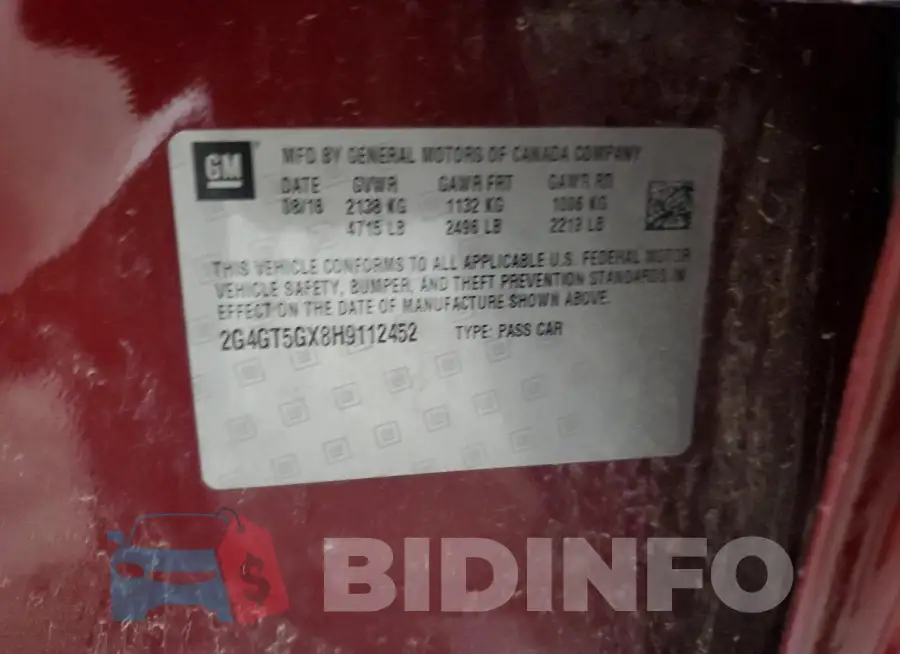 2G4GT5GX8H9112452 Photo# 12