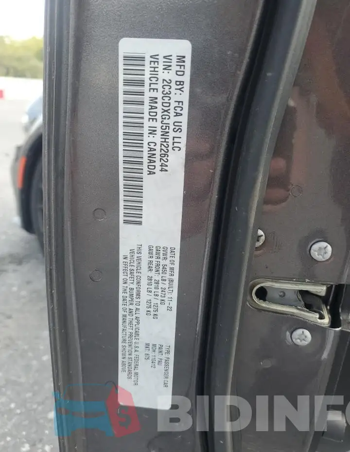 2C3CDXGJ5NH226244 Photo# 12