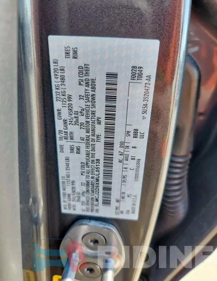 5LMCJ2D9XMUL05138 Photo# 13