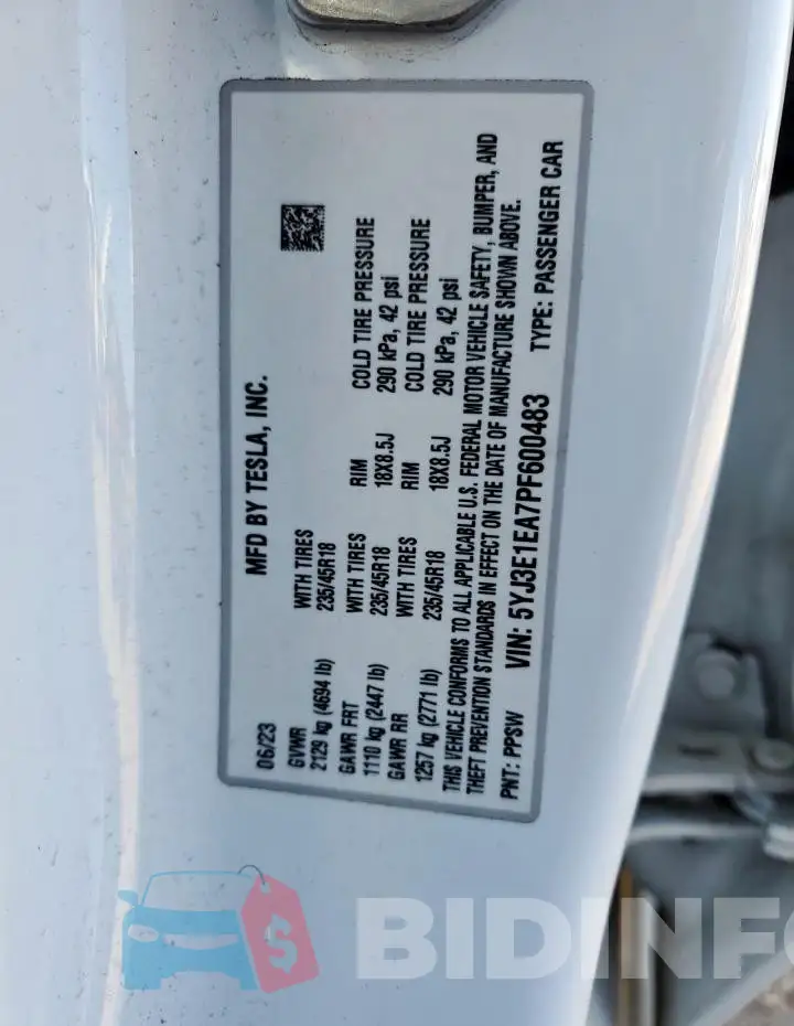 5YJ3E1EA7PF600483 Photo# 12
