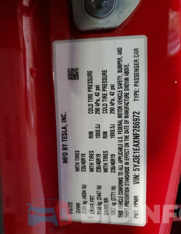 5YJ3E1EAXNF286972 Photo# 12