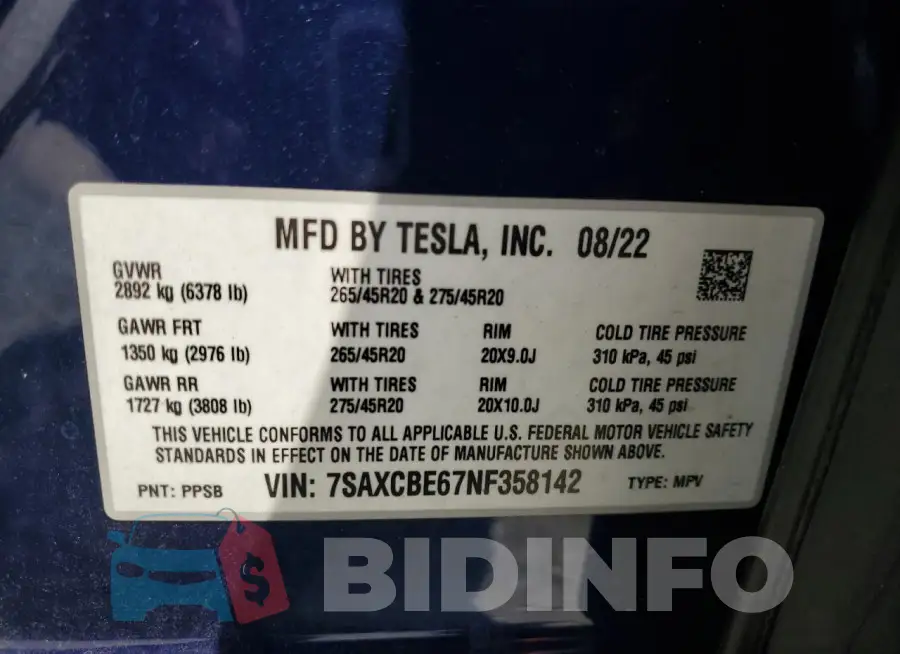 7SAXCBE67NF358142 Photo# 13