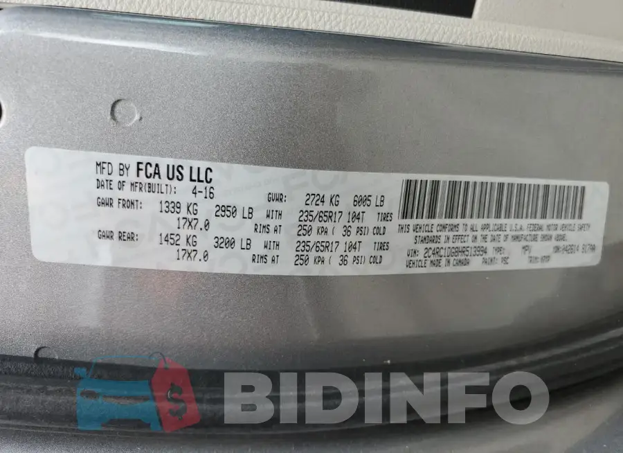 2C4RC1DG8HR513994 Photo# 13