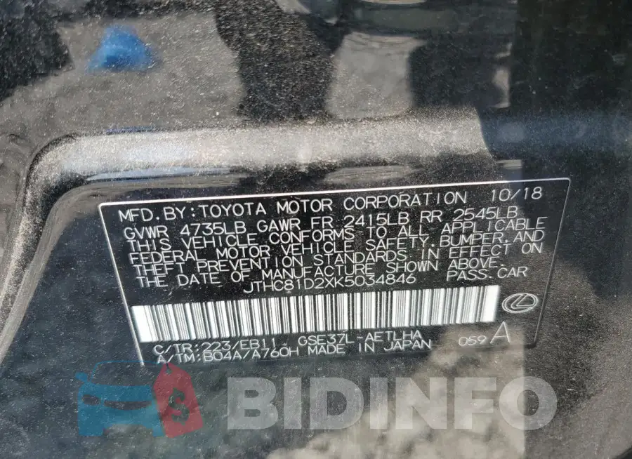 JTHC81D2XK5034846 Photo# 12