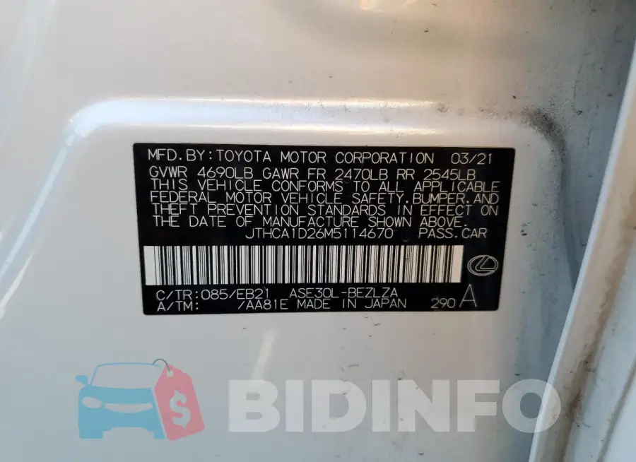 JTHCA1D26M5114670 Photo# 12