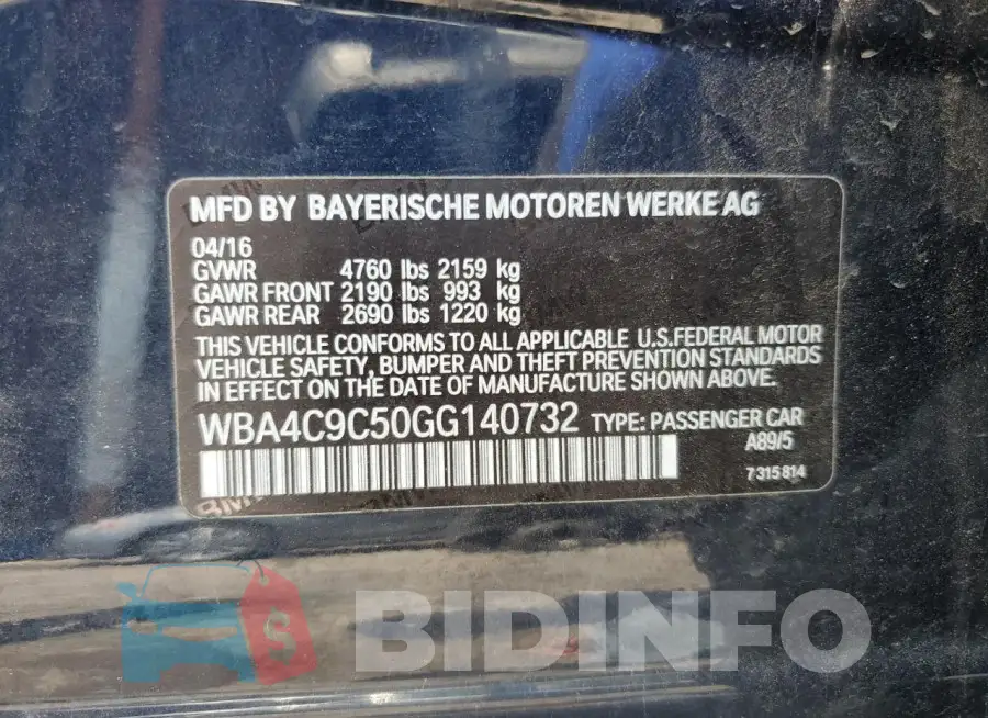 WBA4C9C50GG140732 Photo# 12