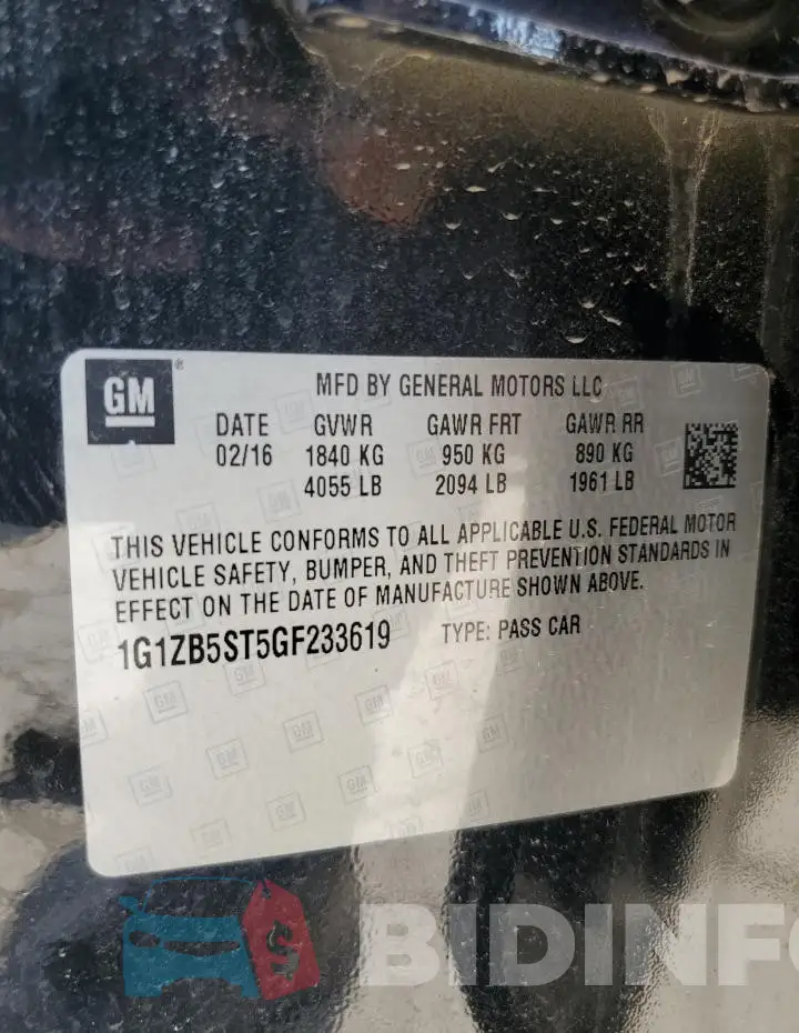 1G1ZB5ST5GF233619 Photo# 12