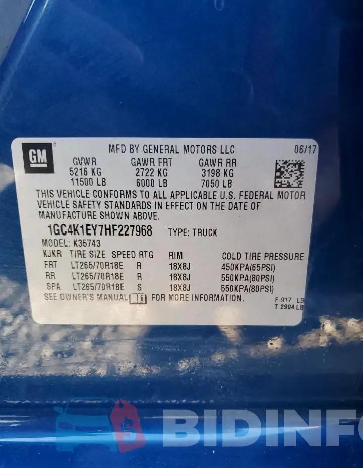 1GC4K1EY7HF227968 Photo# 12